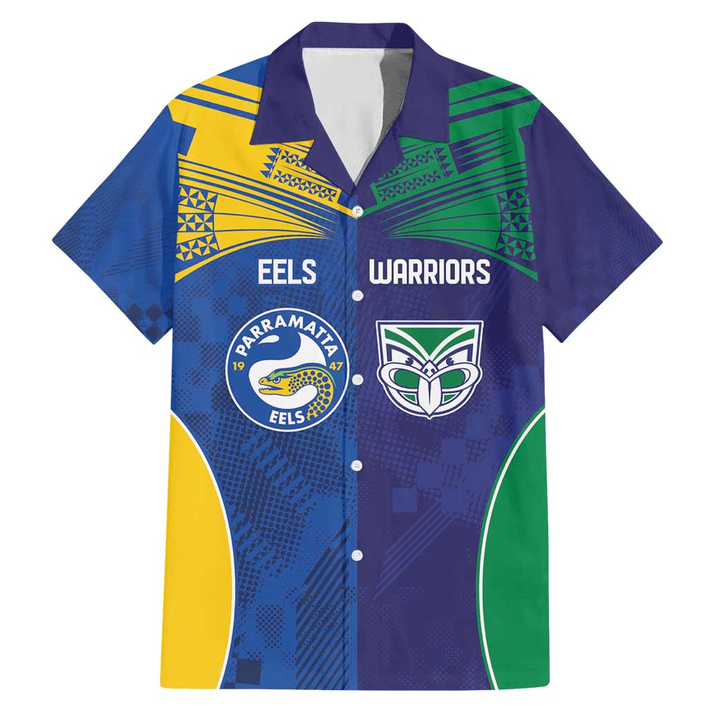 Custom Warriors-Eels Family Matching Mermaid Dress and Hawaiian Shirt Together Sporty Style