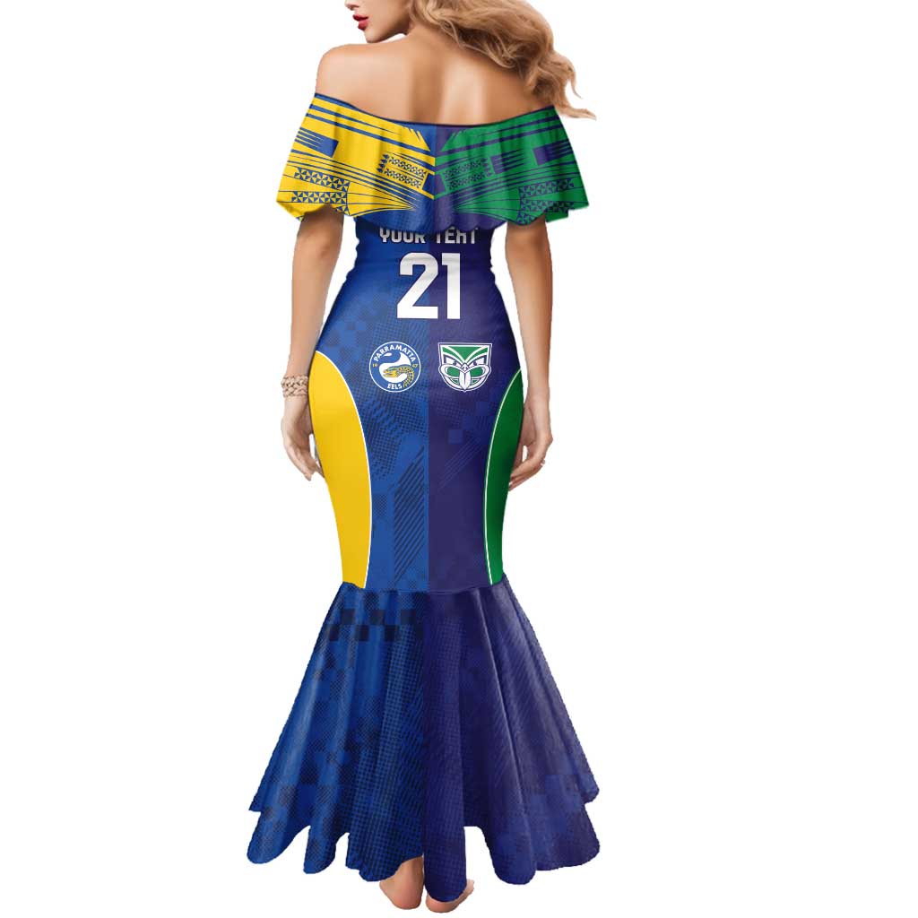 Custom Warriors-Eels Family Matching Mermaid Dress and Hawaiian Shirt Together Sporty Style