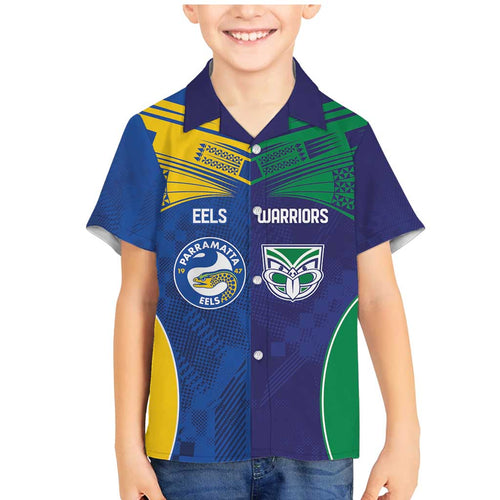 Custom Warriors-Eels Family Matching Mermaid Dress and Hawaiian Shirt Together Sporty Style