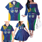 Custom Warriors-Eels Family Matching Off The Shoulder Long Sleeve Dress and Hawaiian Shirt Together Sporty Style