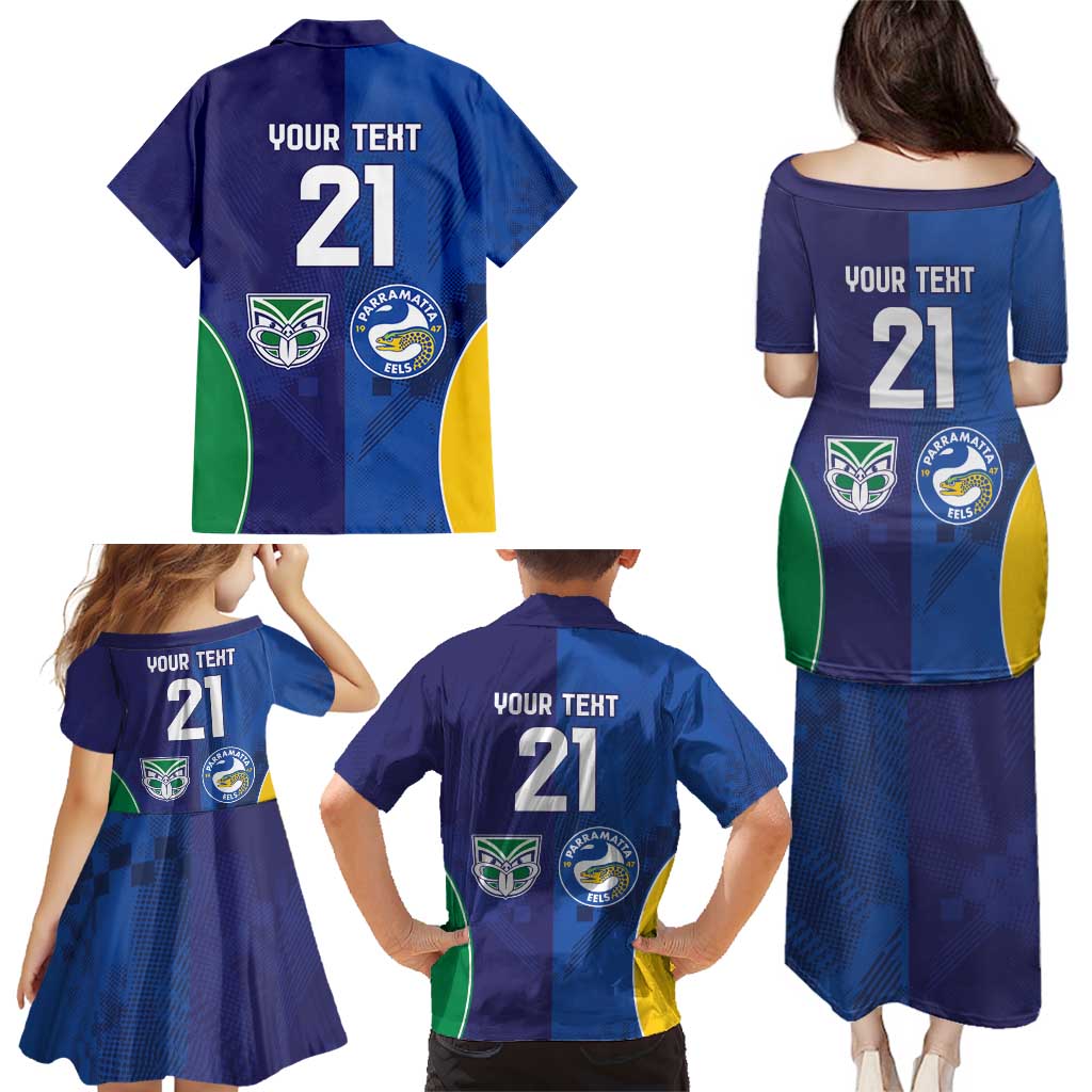 Custom Warriors-Eels Family Matching Puletasi and Hawaiian Shirt Together Sporty Style