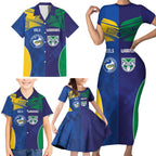 Custom Warriors-Eels Family Matching Short Sleeve Bodycon Dress and Hawaiian Shirt Together Sporty Style