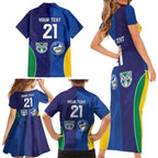 Custom Warriors-Eels Family Matching Short Sleeve Bodycon Dress and Hawaiian Shirt Together Sporty Style