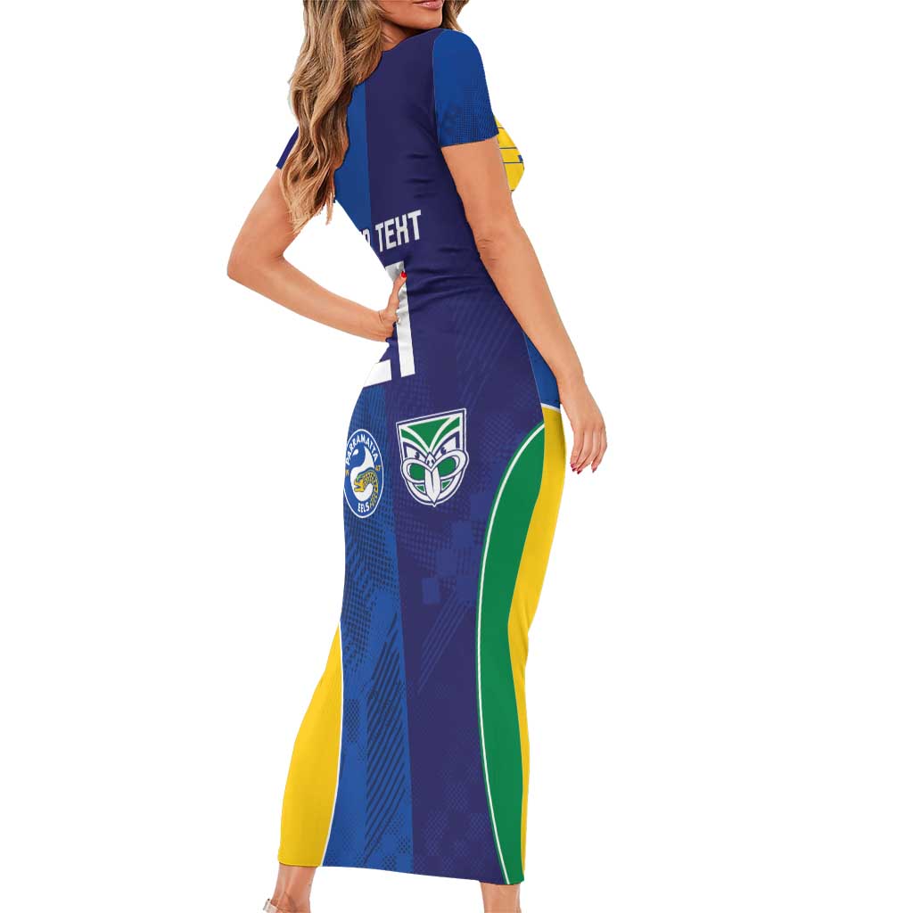 Custom Warriors-Eels Family Matching Short Sleeve Bodycon Dress and Hawaiian Shirt Together Sporty Style
