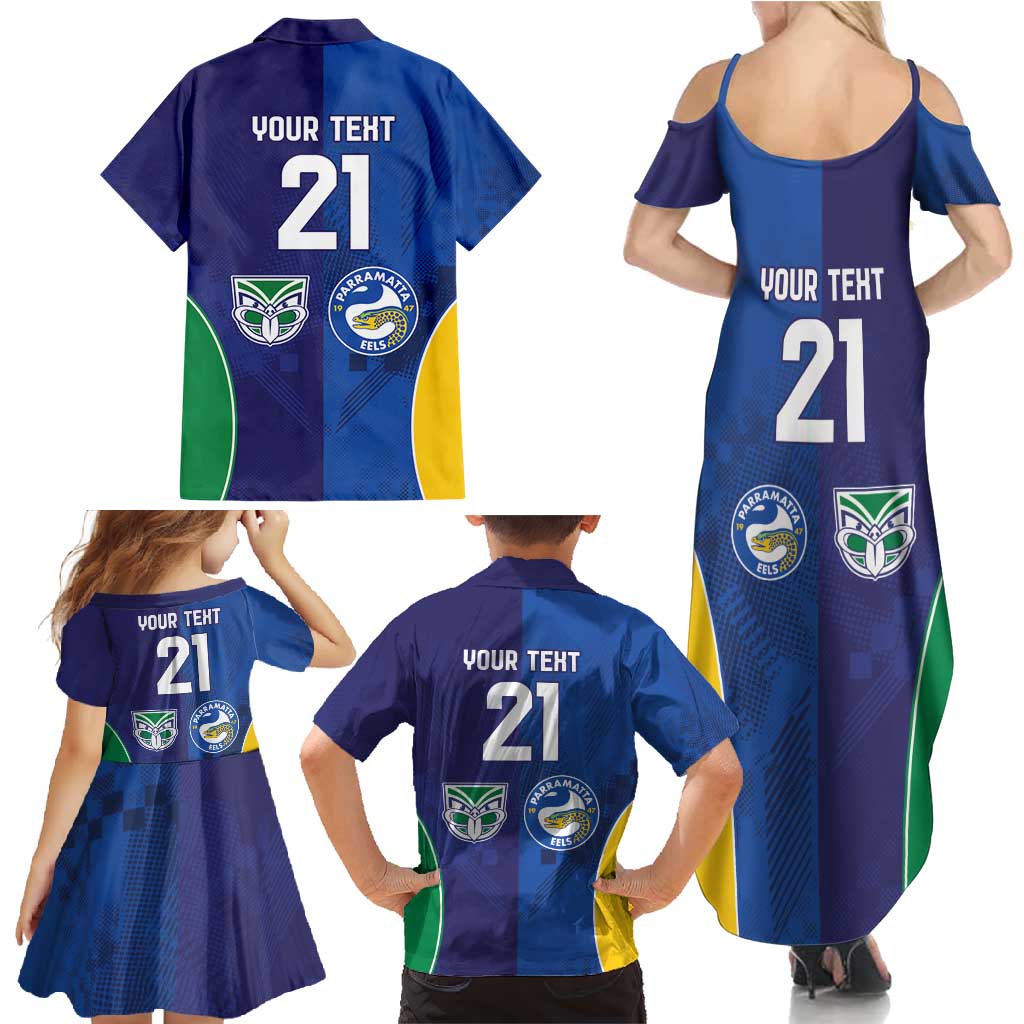 Custom Warriors-Eels Family Matching Summer Maxi Dress and Hawaiian Shirt Together Sporty Style
