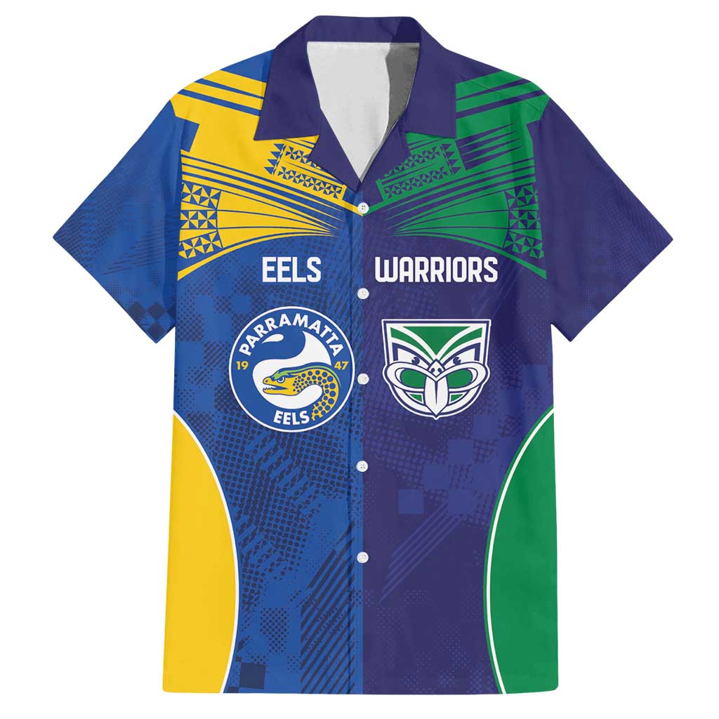 Custom Warriors-Eels Family Matching Summer Maxi Dress and Hawaiian Shirt Together Sporty Style