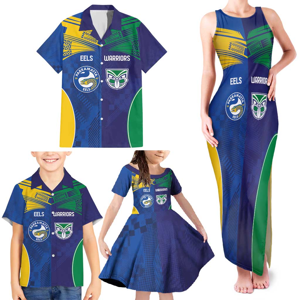 Custom Warriors-Eels Family Matching Tank Maxi Dress and Hawaiian Shirt Together Sporty Style