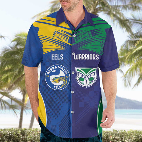 Custom Warriors-Eels Hawaiian Shirt Together Sporty Style