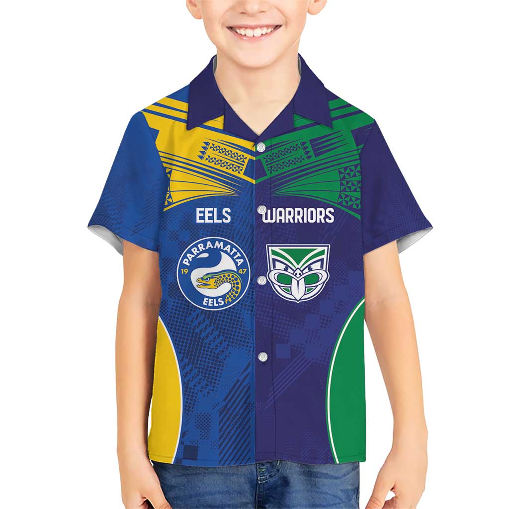 Custom Warriors-Eels Hawaiian Shirt Together Sporty Style