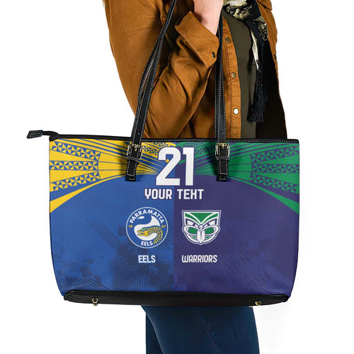 Custom Warriors-Eels Leather Tote Bag Together Sporty Style