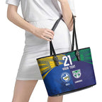 Custom Warriors-Eels Leather Tote Bag Together Sporty Style