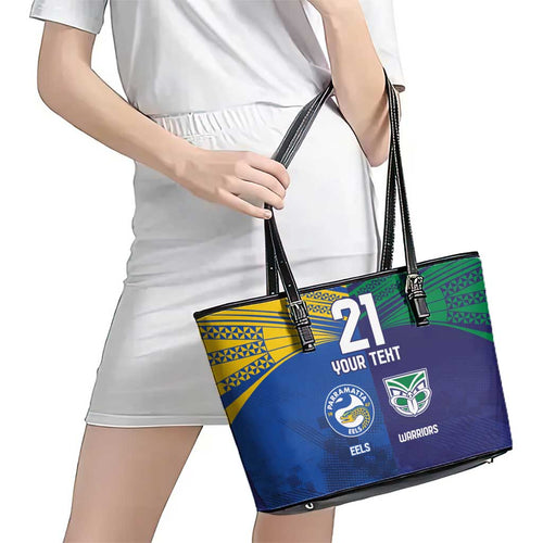 Custom Warriors-Eels Leather Tote Bag Together Sporty Style
