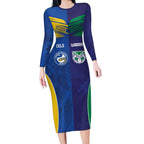 Custom Warriors-Eels Long Sleeve Bodycon Dress Together Sporty Style