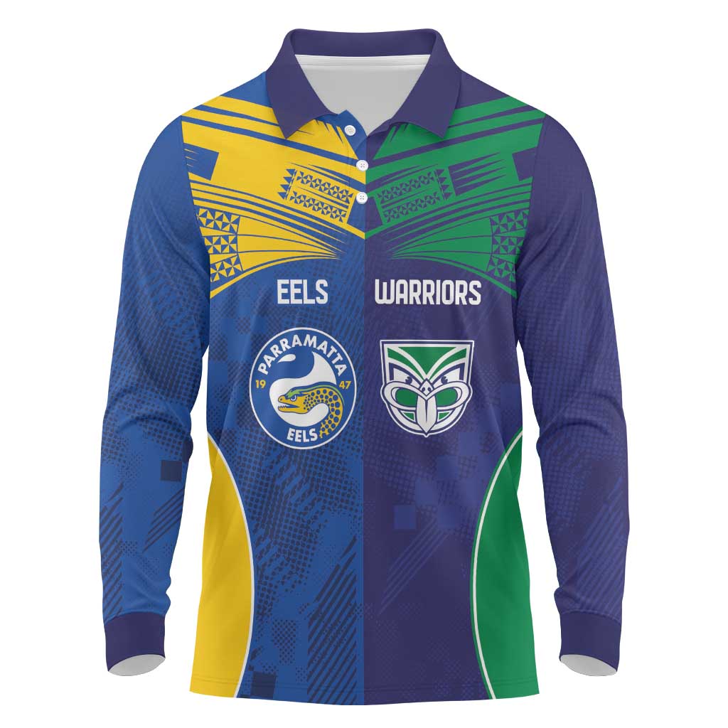 Custom Warriors-Eels Long Sleeve Polo Shirt Together Sporty Style