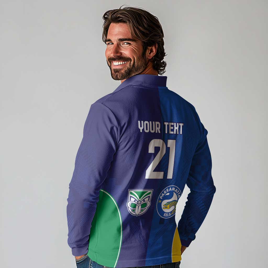 Custom Warriors-Eels Long Sleeve Polo Shirt Together Sporty Style