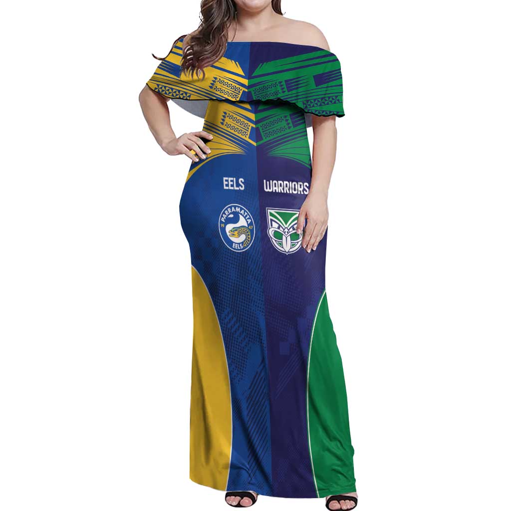 Custom Warriors-Eels Off Shoulder Maxi Dress Together Sporty Style