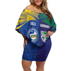 Custom Warriors-Eels Off Shoulder Short Dress Together Sporty Style