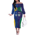 Custom Warriors-Eels Off The Shoulder Long Sleeve Dress Together Sporty Style