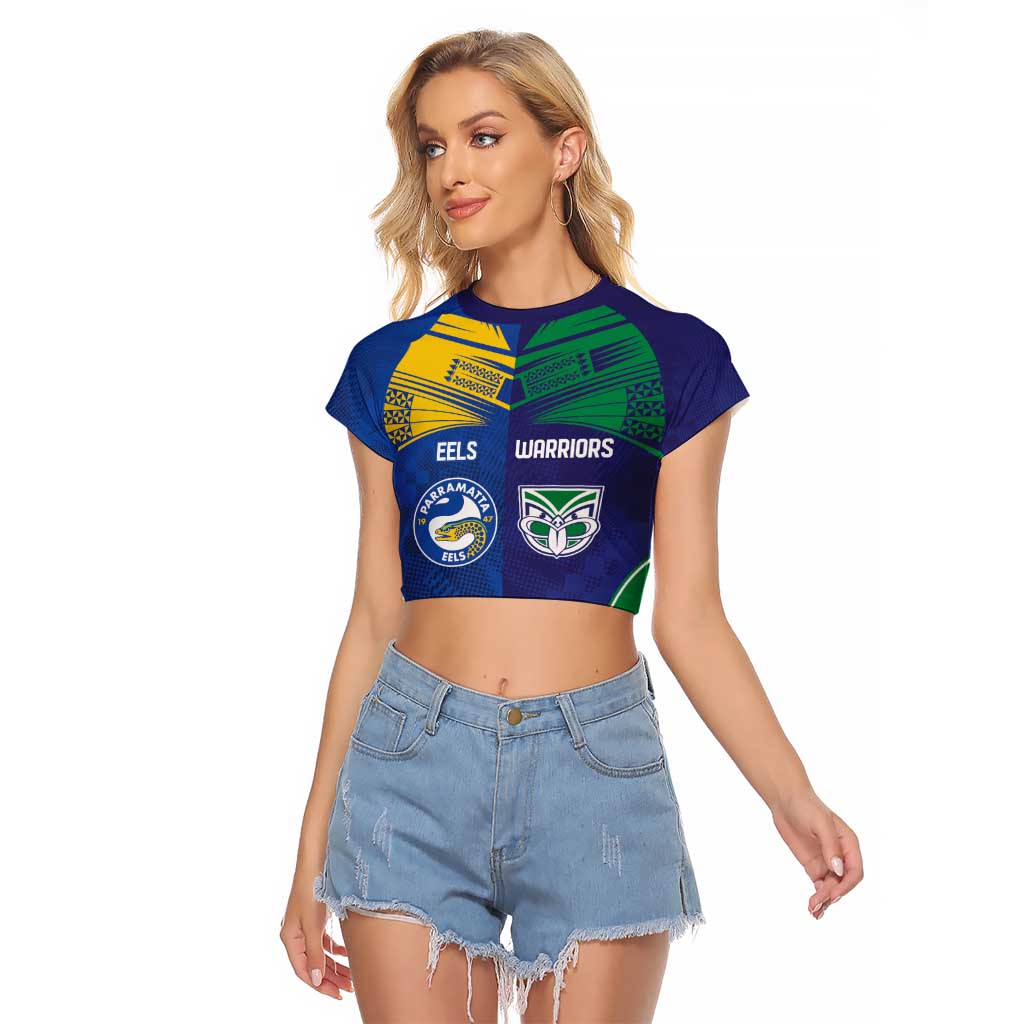 Custom Warriors-Eels Raglan Cropped T Shirt Together Sporty Style