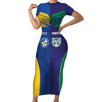 Custom Warriors-Eels Short Sleeve Bodycon Dress Together Sporty Style