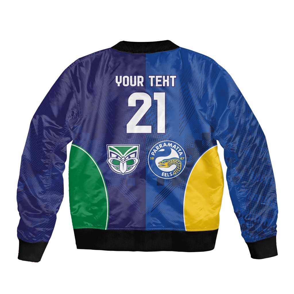 Custom Warriors-Eels Sleeve Zip Bomber Jacket Together Sporty Style