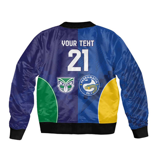 Custom Warriors-Eels Sleeve Zip Bomber Jacket Together Sporty Style