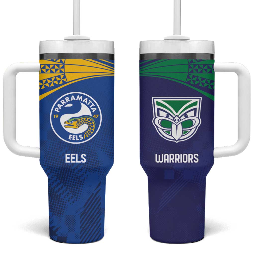 Custom Warriors-Eels Tumbler With Handle Together Sporty Style