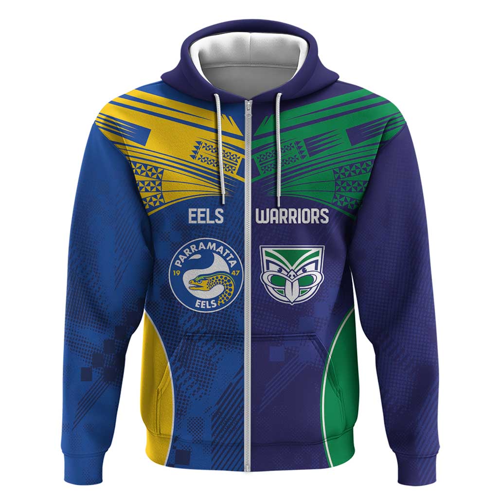 Custom Warriors-Eels Zip Hoodie Together Sporty Style
