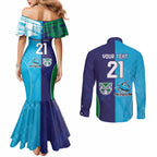 Custom Warriors-Shark Couples Matching Mermaid Dress and Long Sleeve Button Shirt Together Sporty Style