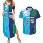 Custom Warriors-Shark Couples Matching Summer Maxi Dress and Hawaiian Shirt Together Sporty Style