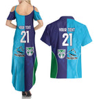 Custom Warriors-Shark Couples Matching Summer Maxi Dress and Hawaiian Shirt Together Sporty Style