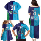 Custom Warriors-Shark Family Matching Puletasi and Hawaiian Shirt Together Sporty Style