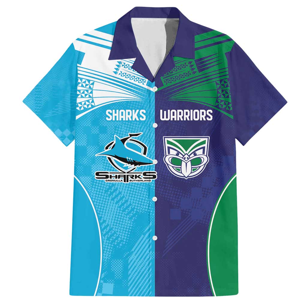 Custom Warriors-Shark Family Matching Puletasi and Hawaiian Shirt Together Sporty Style