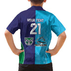 Custom Warriors-Shark Family Matching Short Sleeve Bodycon Dress and Hawaiian Shirt Together Sporty Style