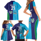 Custom Warriors-Shark Family Matching Short Sleeve Bodycon Dress and Hawaiian Shirt Together Sporty Style