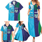 Custom Warriors-Shark Family Matching Summer Maxi Dress and Hawaiian Shirt Together Sporty Style