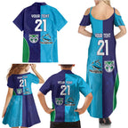 Custom Warriors-Shark Family Matching Summer Maxi Dress and Hawaiian Shirt Together Sporty Style