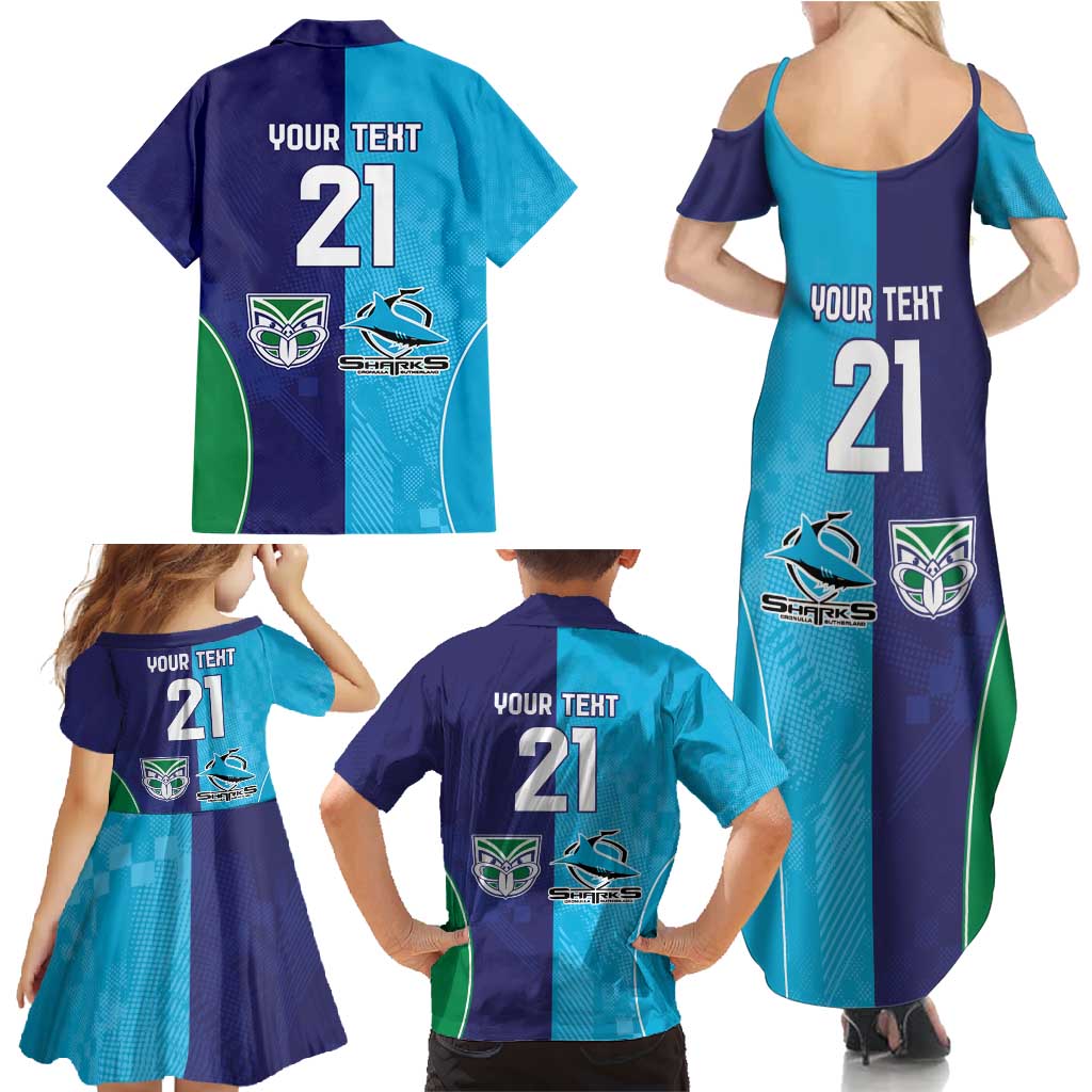 Custom Warriors-Shark Family Matching Summer Maxi Dress and Hawaiian Shirt Together Sporty Style