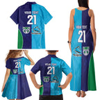 Custom Warriors-Shark Family Matching Tank Maxi Dress and Hawaiian Shirt Together Sporty Style