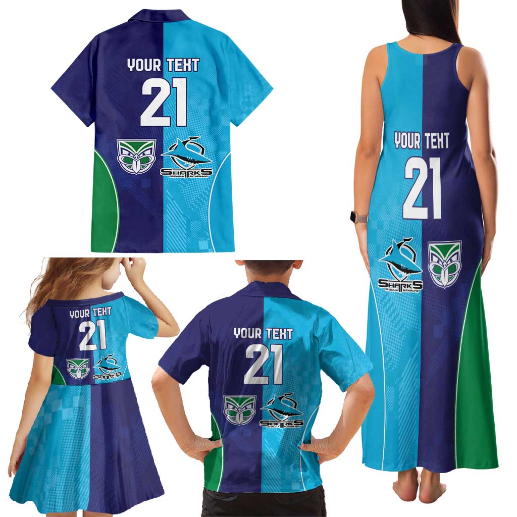 Custom Warriors-Shark Family Matching Tank Maxi Dress and Hawaiian Shirt Together Sporty Style