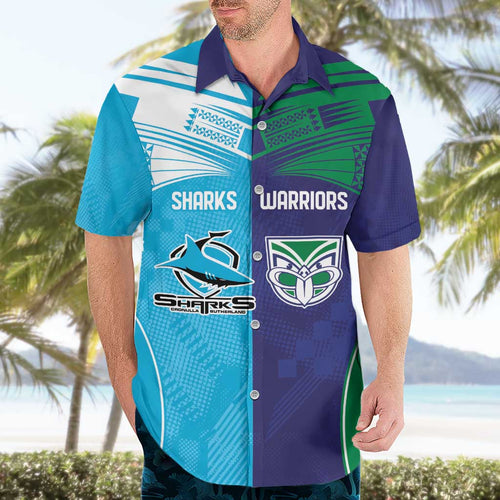 Custom Warriors-Shark Hawaiian Shirt Together Sporty Style
