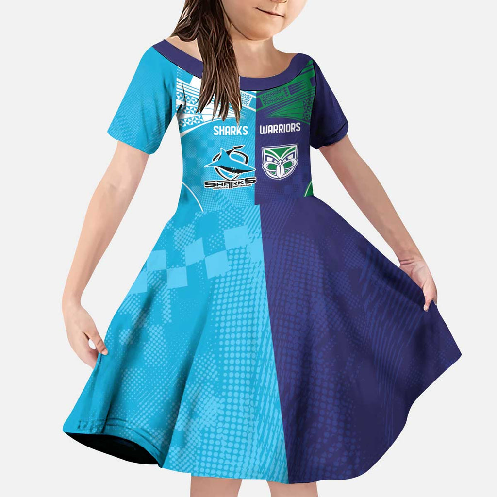 Custom Warriors-Shark Kid Short Sleeve Dress Together Sporty Style