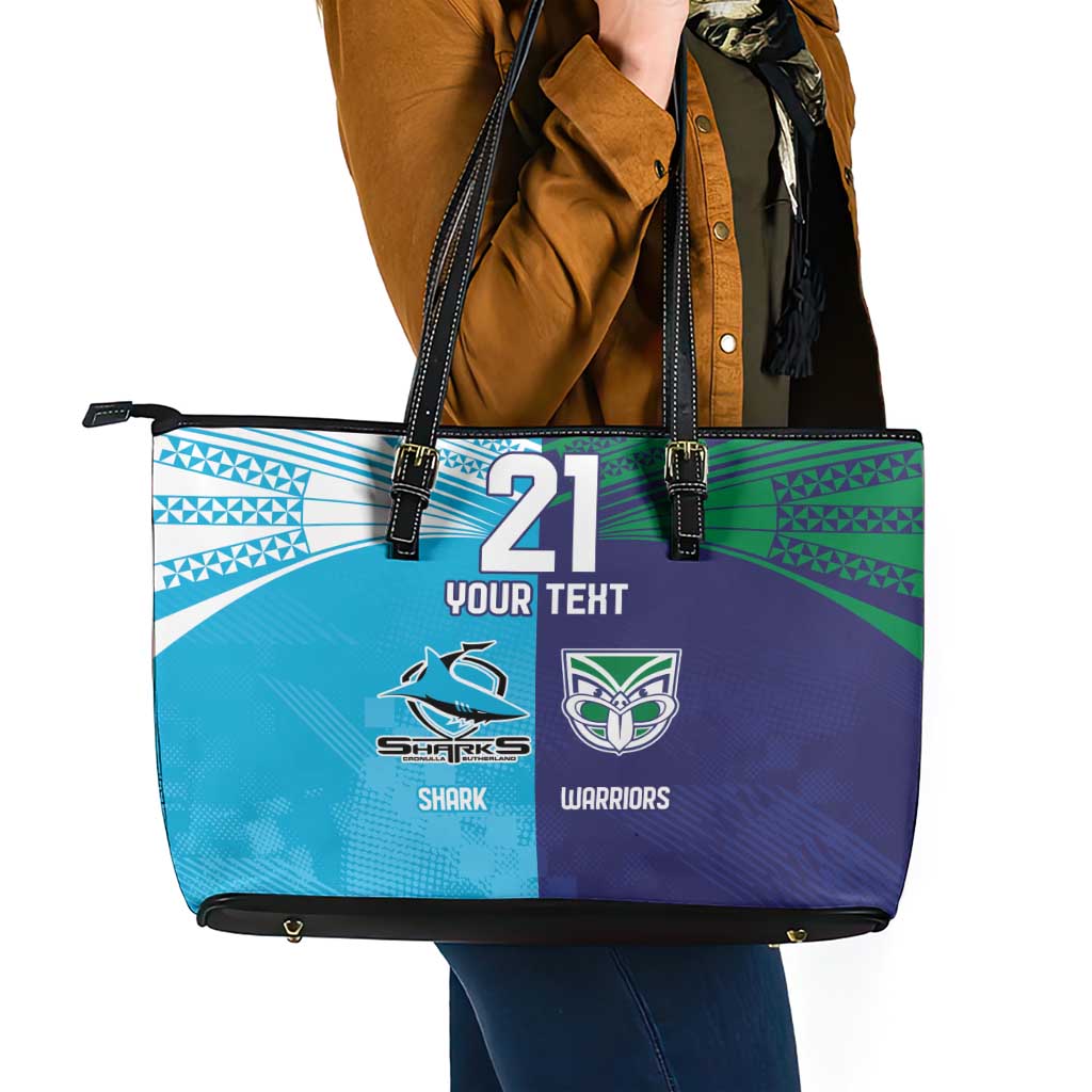 Custom Warriors-Shark Leather Tote Bag Together Sporty Style