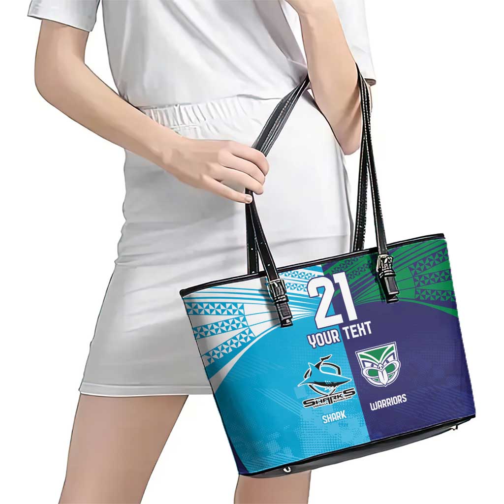 Custom Warriors-Shark Leather Tote Bag Together Sporty Style
