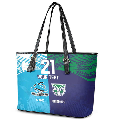 Custom Warriors-Shark Leather Tote Bag Together Sporty Style