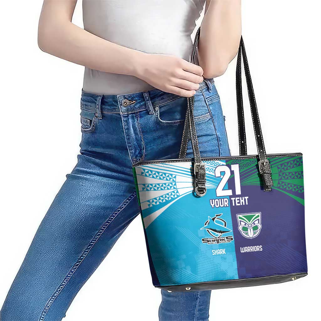 Custom Warriors-Shark Leather Tote Bag Together Sporty Style