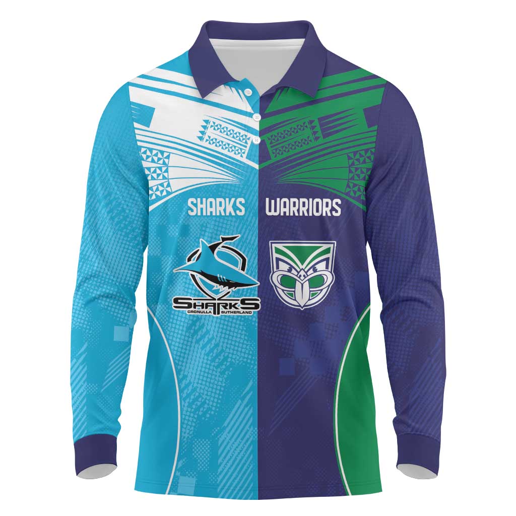 Custom Warriors-Shark Long Sleeve Polo Shirt Together Sporty Style