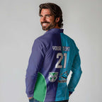 Custom Warriors-Shark Long Sleeve Polo Shirt Together Sporty Style