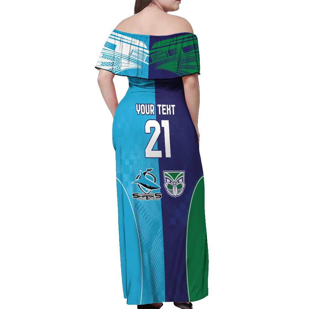 Custom Warriors-Shark Off Shoulder Maxi Dress Together Sporty Style