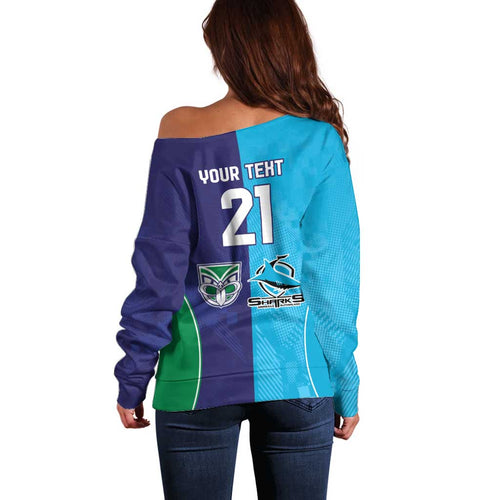 Custom Warriors-Shark Off Shoulder Sweater Together Sporty Style